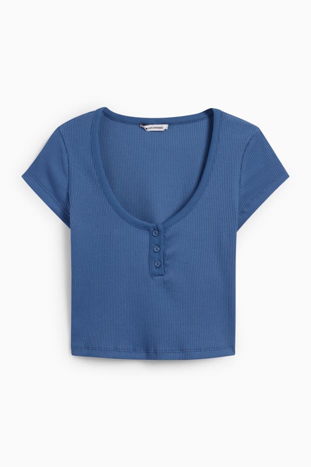 Femei - Tricou crop - albastru închis