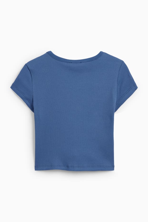 Femei - Tricou crop - albastru închis