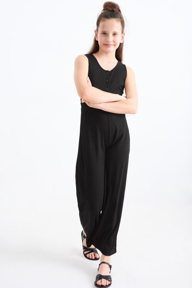 Children Girls - Jumpsuit with cut-outs - black
