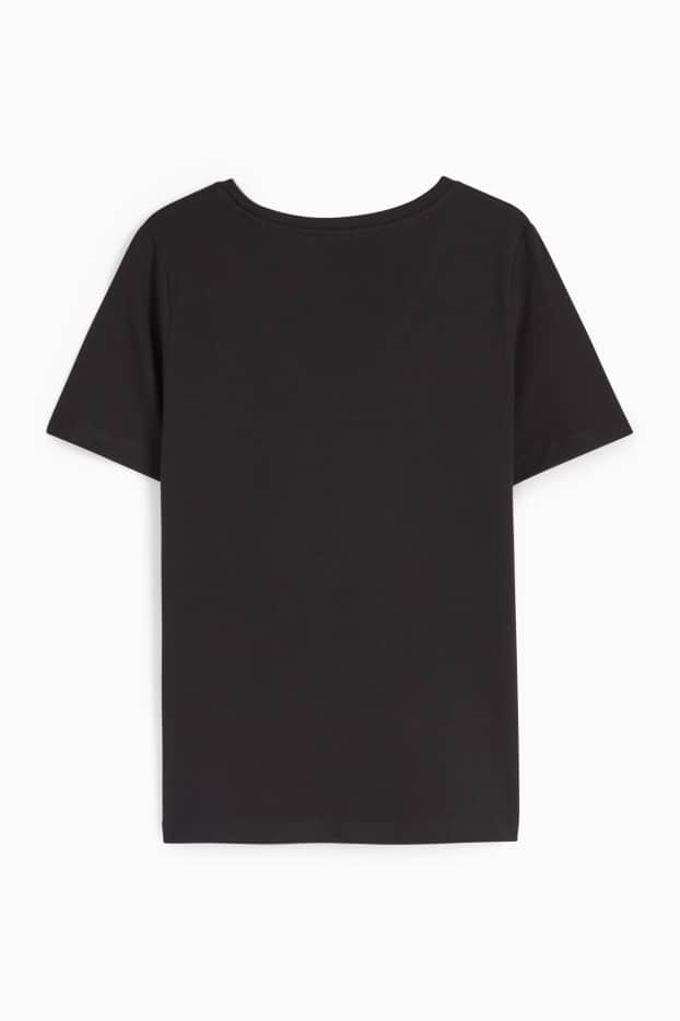 Donna - T-shirt scollo a V - regular fit - nero