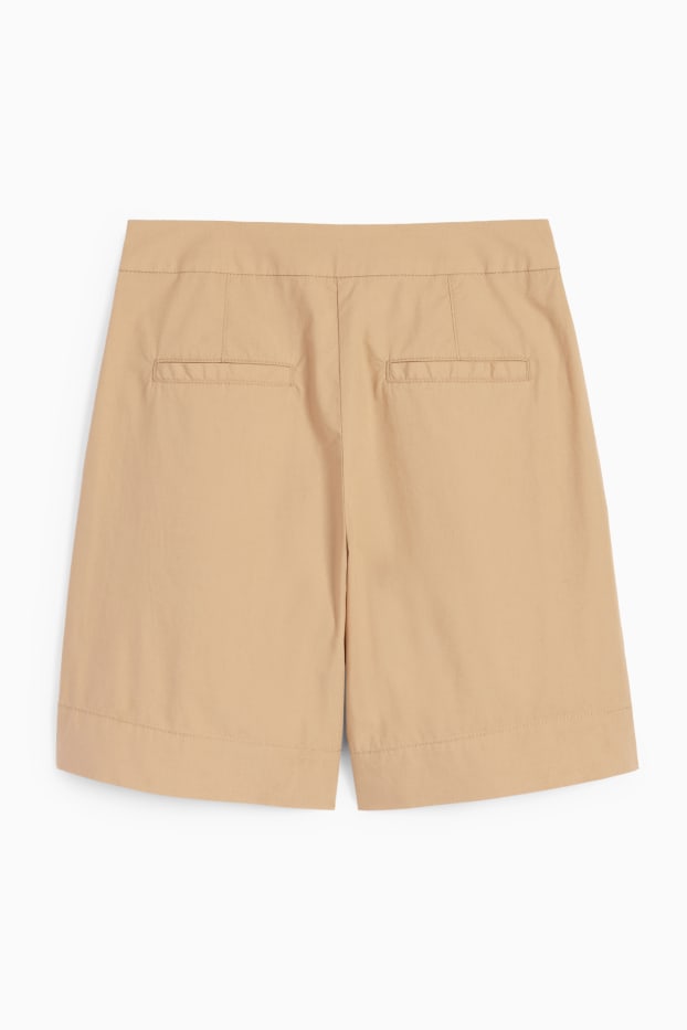 Femei - Pantaloni scurți - talie înaltă - maro deschis