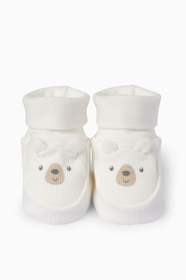 Unisex - Beertje - baby-kruipschoentjes - crème wit