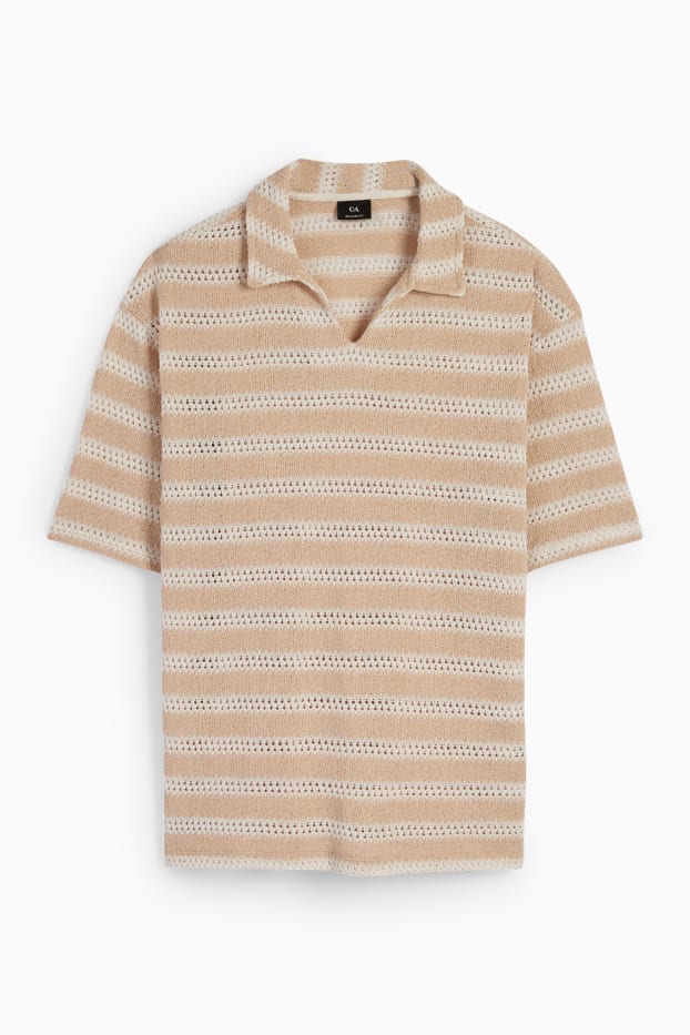 Hommes - Polo - à rayures - beige clair