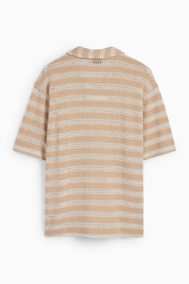 Hommes - Polo - à rayures - beige clair