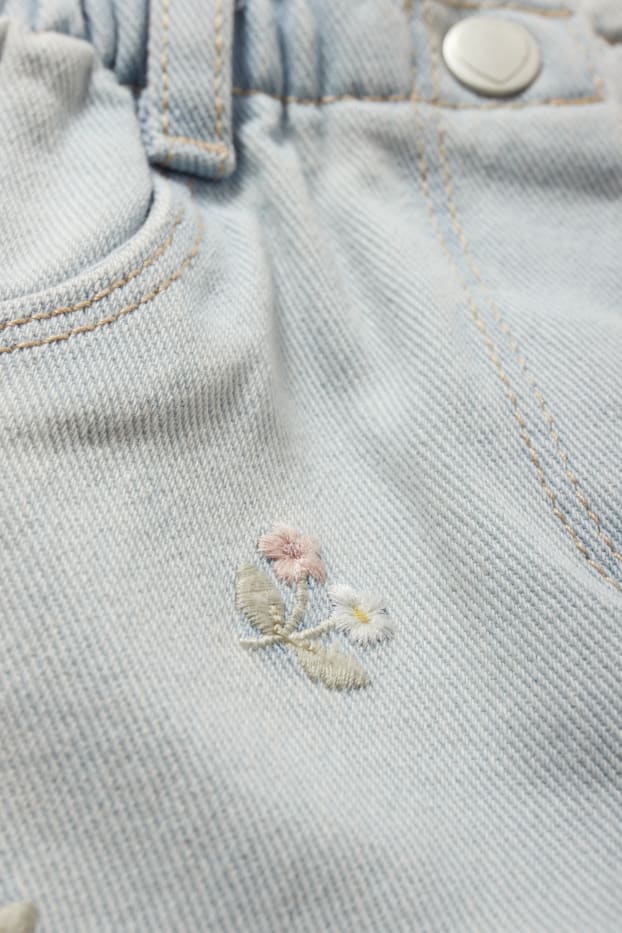 Baby Mädchen - Baby-Jeans - geblümt - helljeansblau