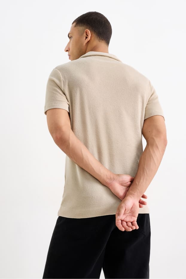 Men - Terry cloth polo shirt - beige