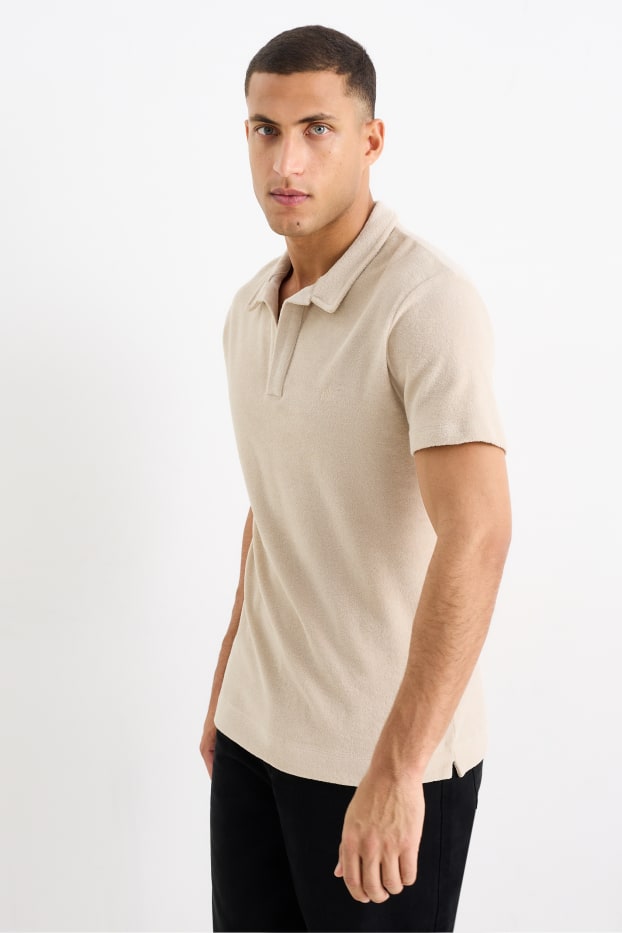 Men - Terry cloth polo shirt - beige