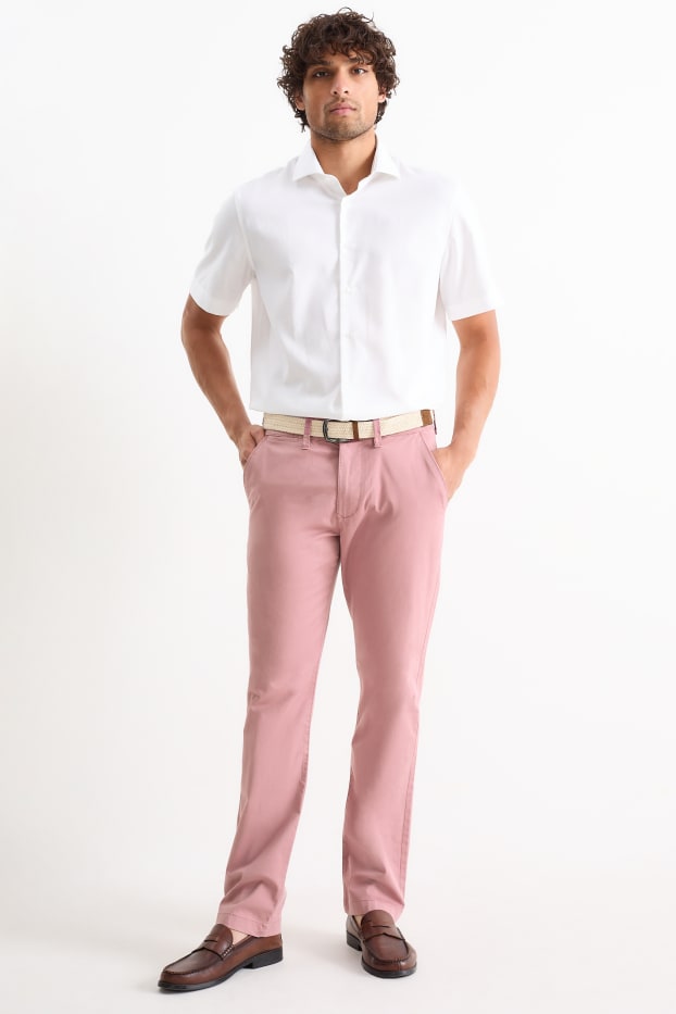 Heren - Chino met riem - regular fit - donker rose