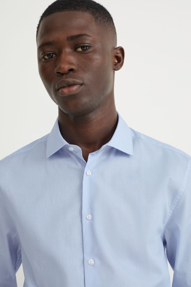 Home - Camisa formal - slim fit - cutaway - planxat fàcil - de ratlles - blau/blanc