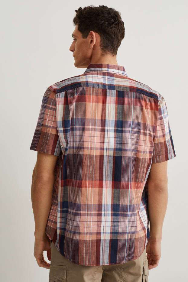 Hommes - Chemise - regular fit - col kent - à carreaux - marron clair