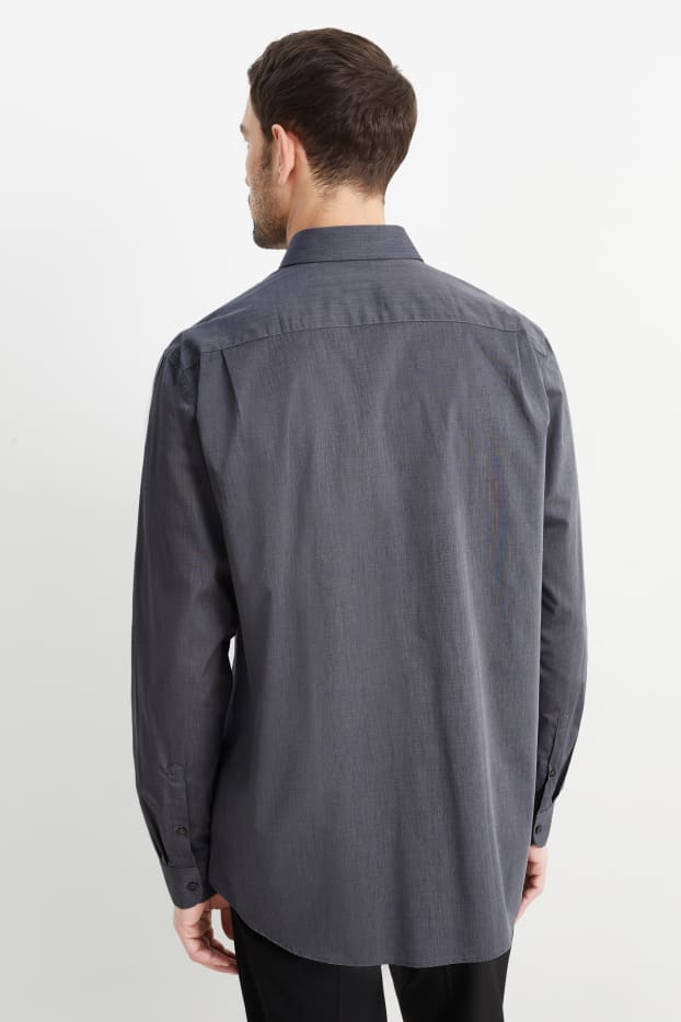 Men - Business shirt - regular fit - kent collar - easy-iron - dark gray