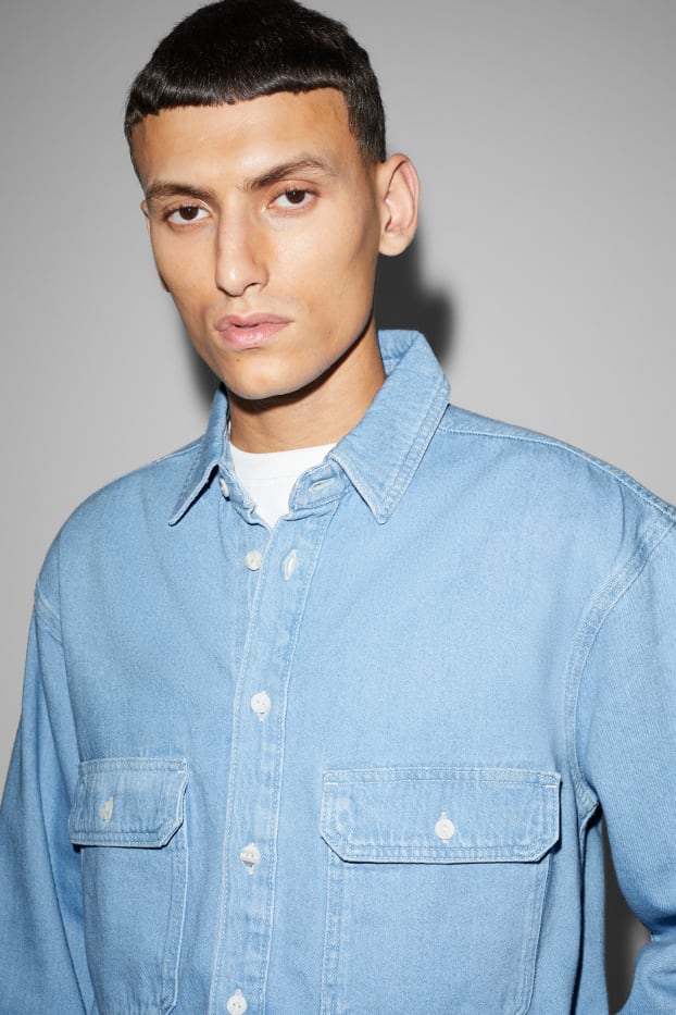 Men - Denim shirt jacket - denim-light blue
