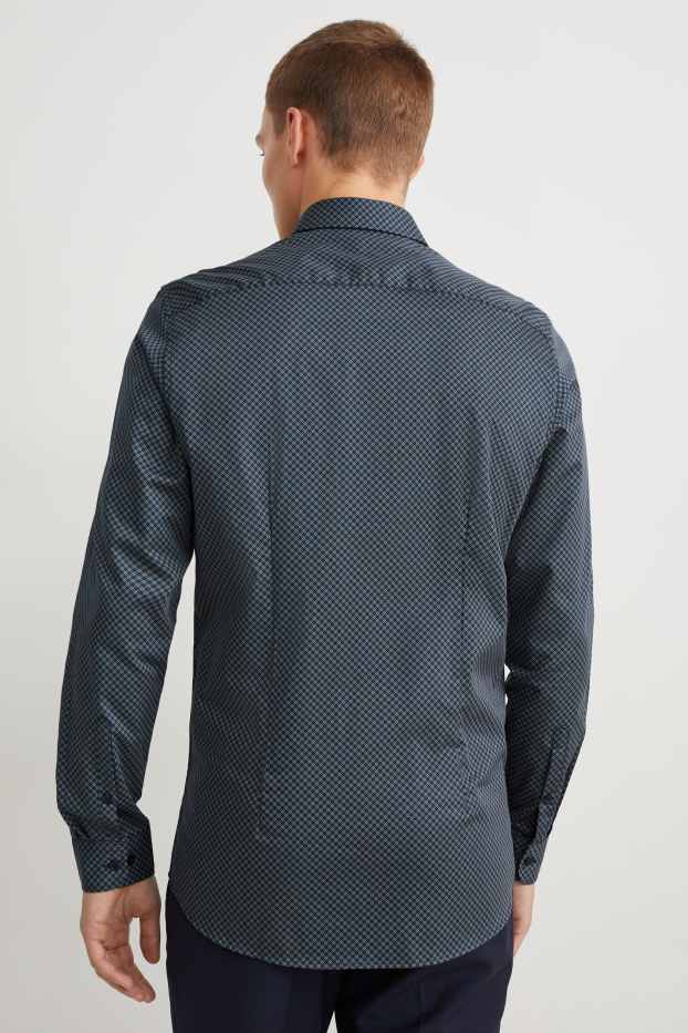 Heren - Business-overhemd - slim fit - kent - gemakkelijk te strijken - blauw / beige