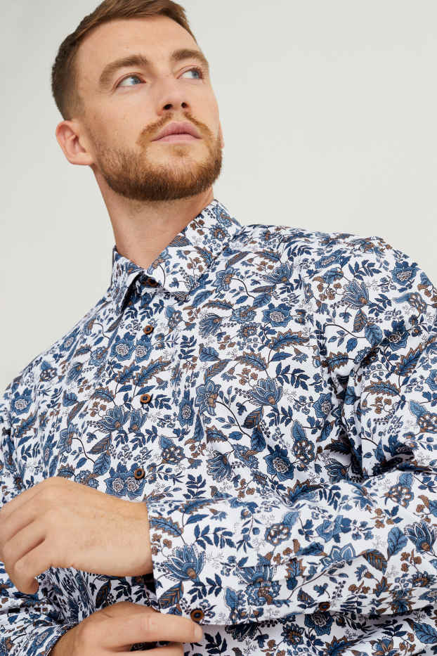 Herren - Businesshemd - Regular Fit - Button-down - bügelleicht - weiß