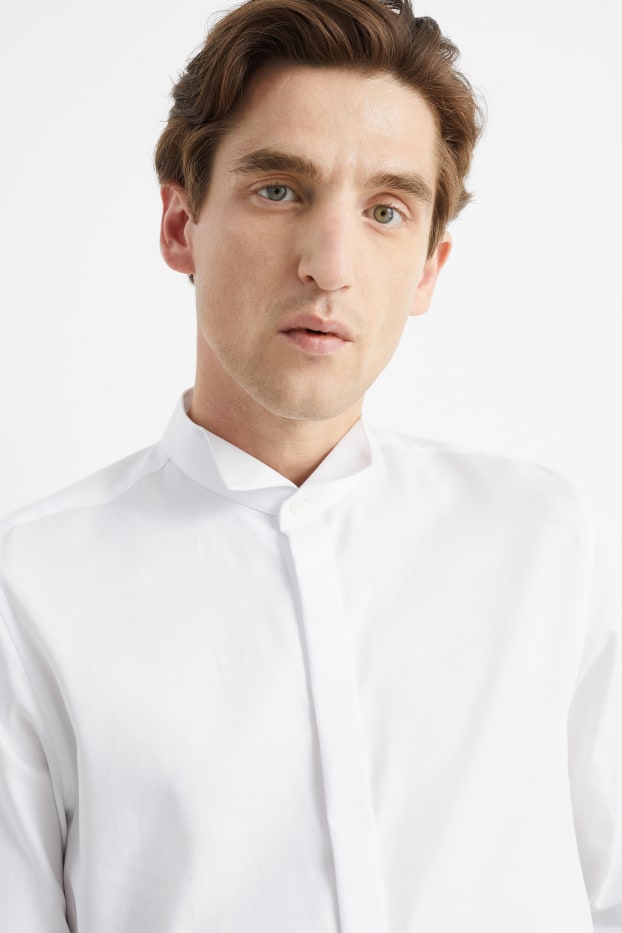 Men - Tuxedo shirt - slim fit - wing collar - easy-iron - white