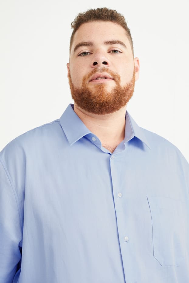 Home - Camisa - regular fit - coll kent - fàcil de planxar - blau clar