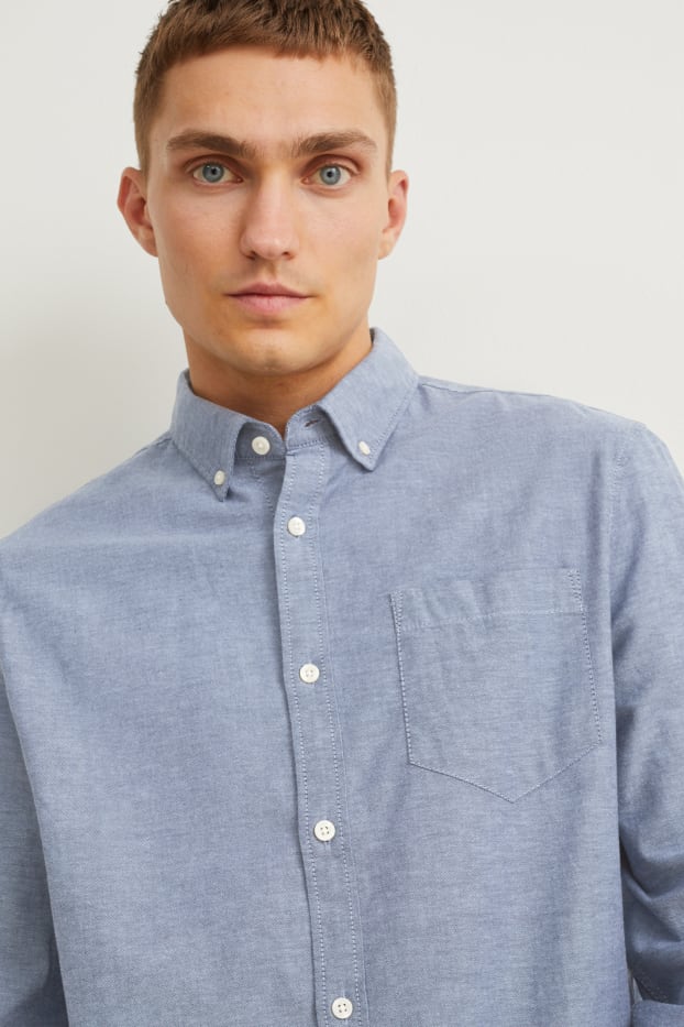 Uomo - Camicia Oxford - regular fit - button down - blu