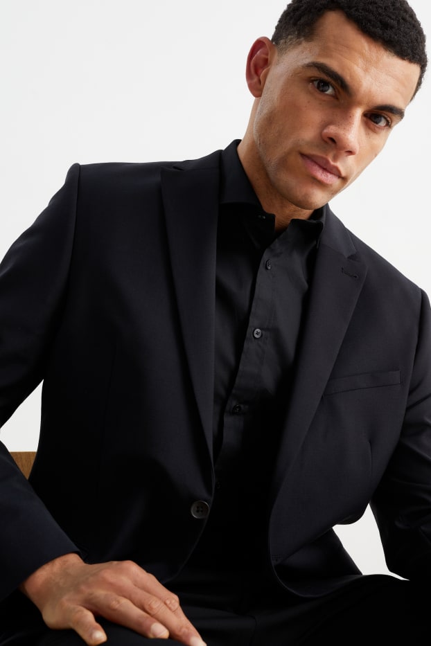 Uomo - Camicia business - body fit - cutaway - LYCRA® - nero
