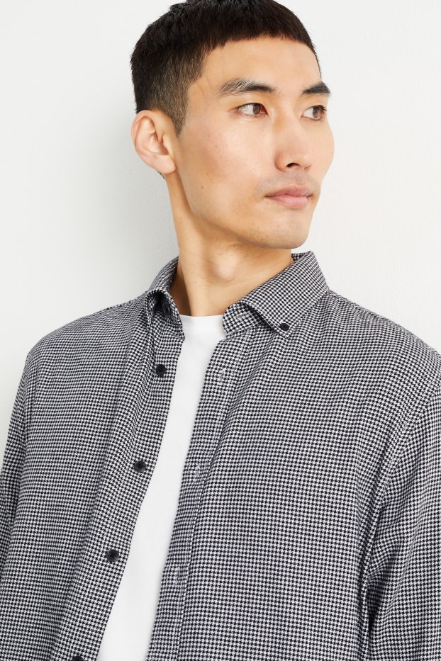 Home - Camisa - regular fit - button-down - de quadres - negre/blanc