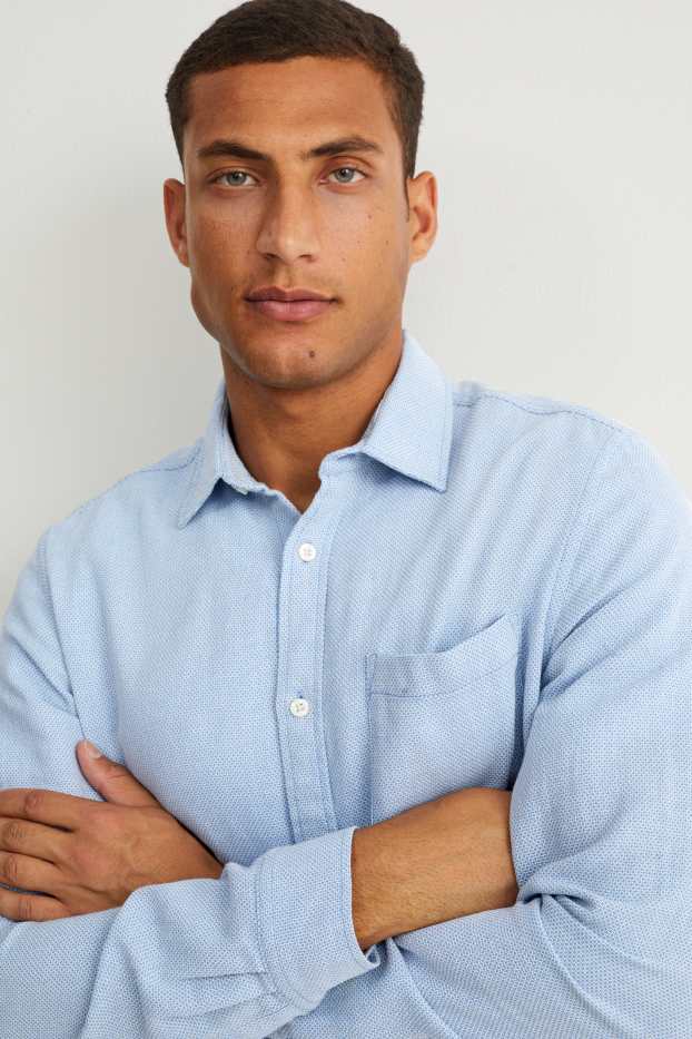 Uomo - Camicia - regular fit - collo all'italiana - azzurro