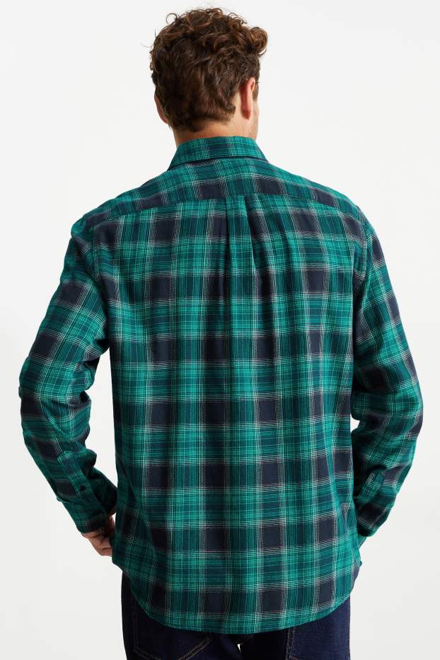 Heren - Overhemd - regular fit - kent - geruit - groen