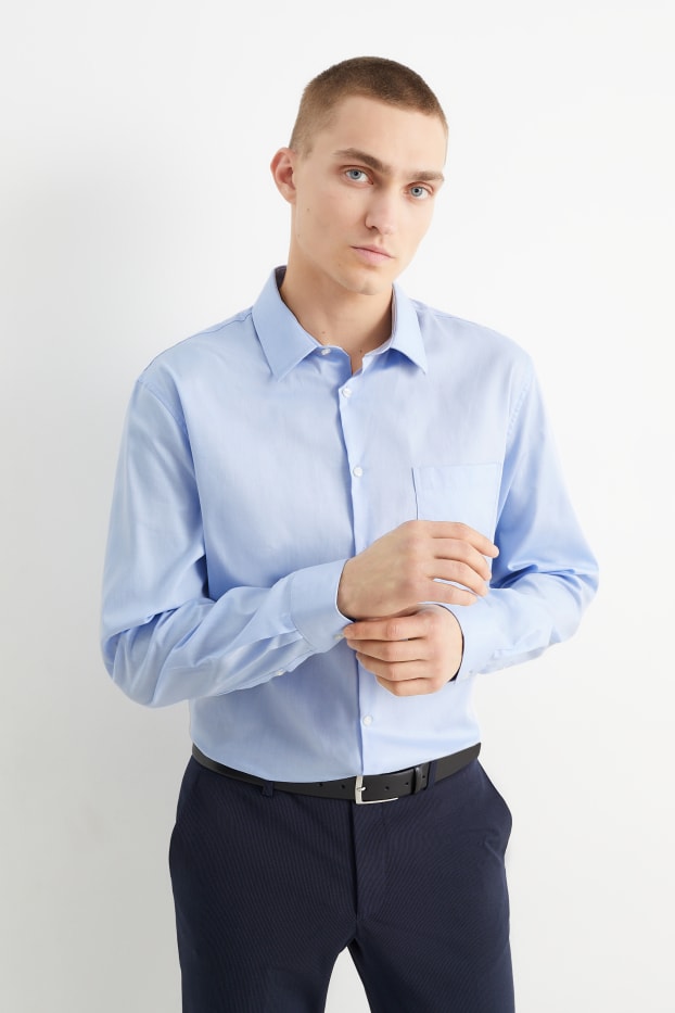 Pánské - Business košile - regular fit - kent - snadné žehlení - světle modrá