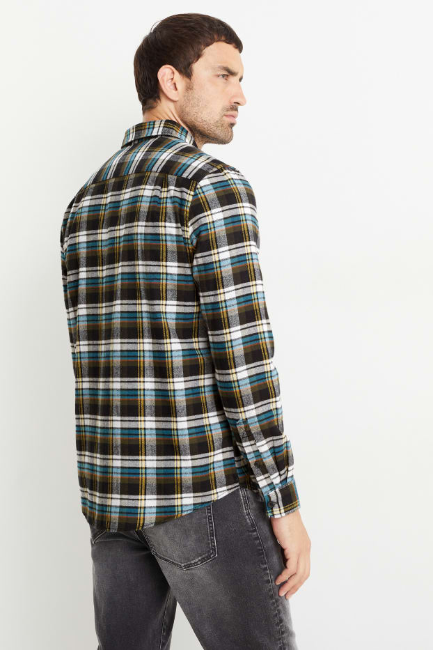 Home - Camisa de franel·la - regular fit - Kent - de quadres - verd