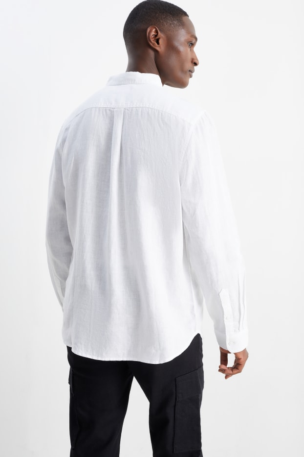 Men - Linen shirt - regular fit - Kent collar - white