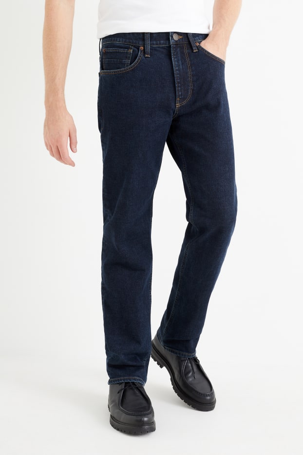 Hommes - Jean de coupe droite - jeans doublés - jean bleu foncé