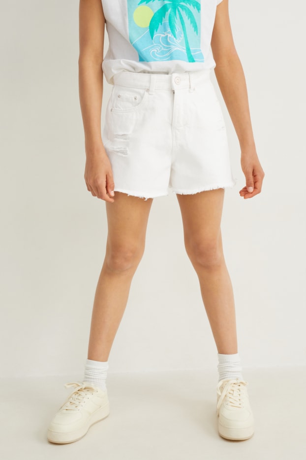 Children Girls - Denim shorts - cremewhite