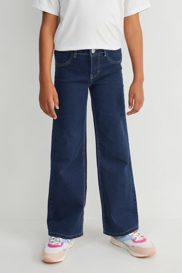 Kinderen: meisjes - Wide leg jeans - jeansdonkerblauw