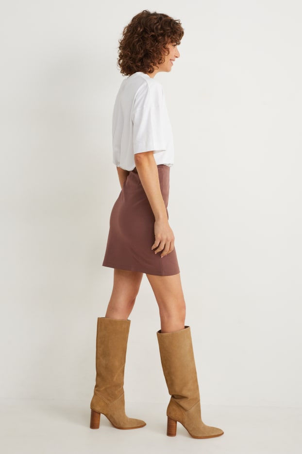 Kobiety - Spódniczka mini - ciemnobrązowy