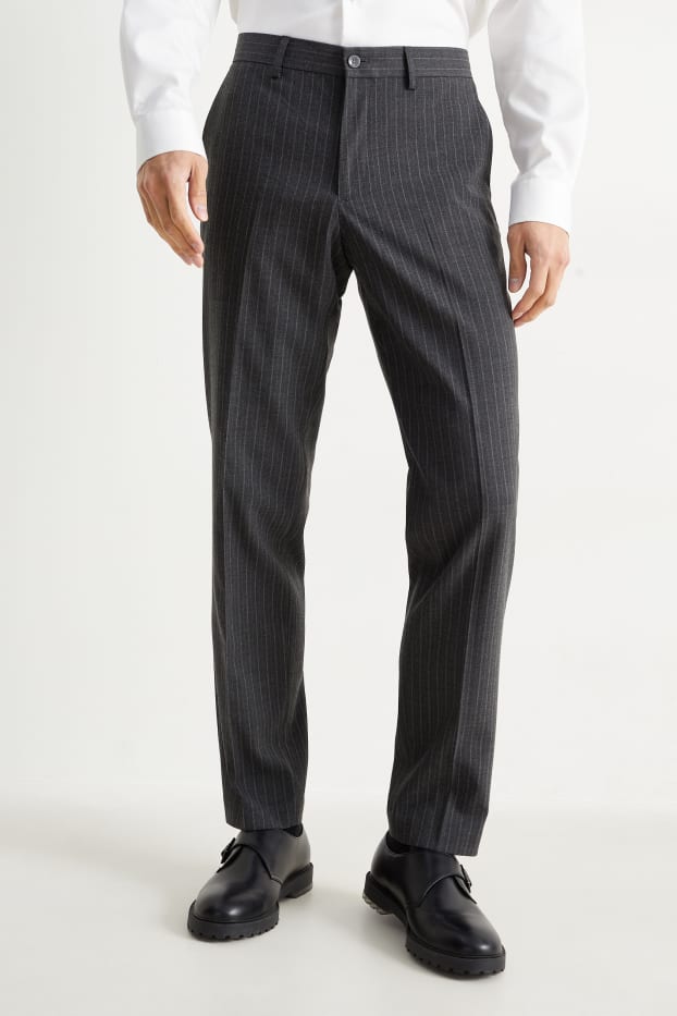 Home - Pantalons combinables - regular fit - Flex - ratlla diplomàtica - gris fosc