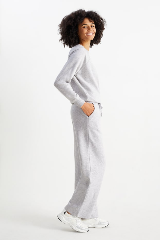 Donna - Pantaloni sportivi basic - grigio chiaro melange