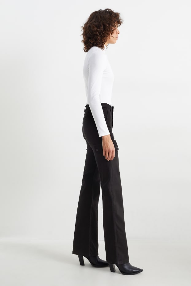 Dona - Pantalons de tela - high waist - bootcut fit - negre