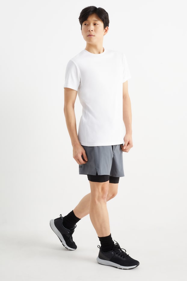 Men - Technical shorts - 4 Way Stretch - 2-in-1 look - gray