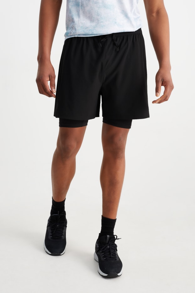 Home - Pantalons curts tècnics - 4 Way Stretch - look 2 en 1 - negre