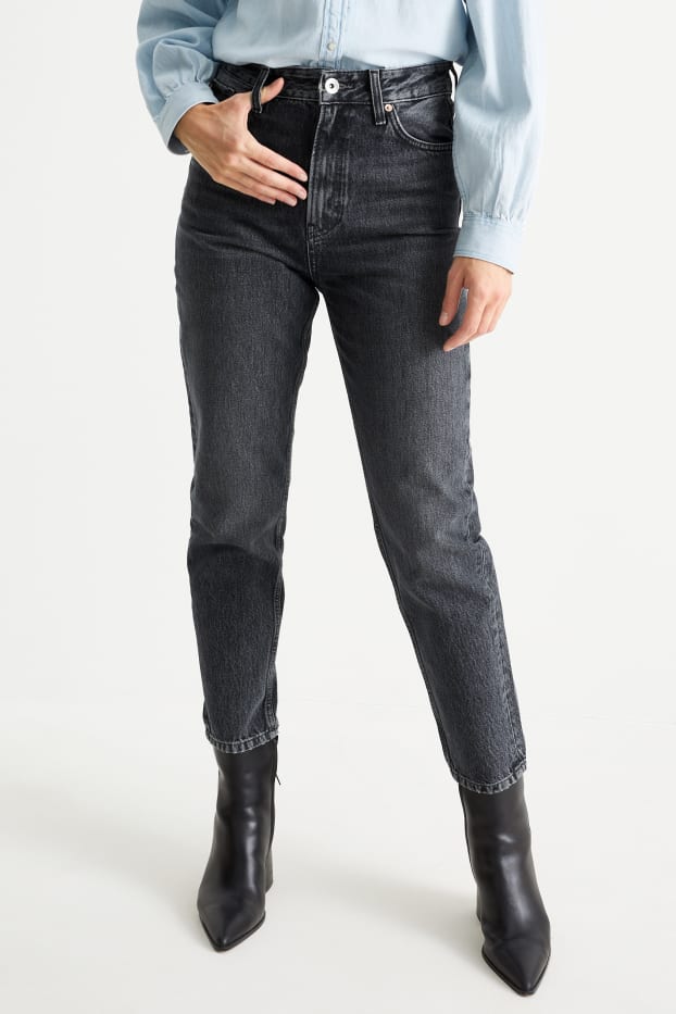 Dámské - Mom jeans - high waist - džíny - šedé