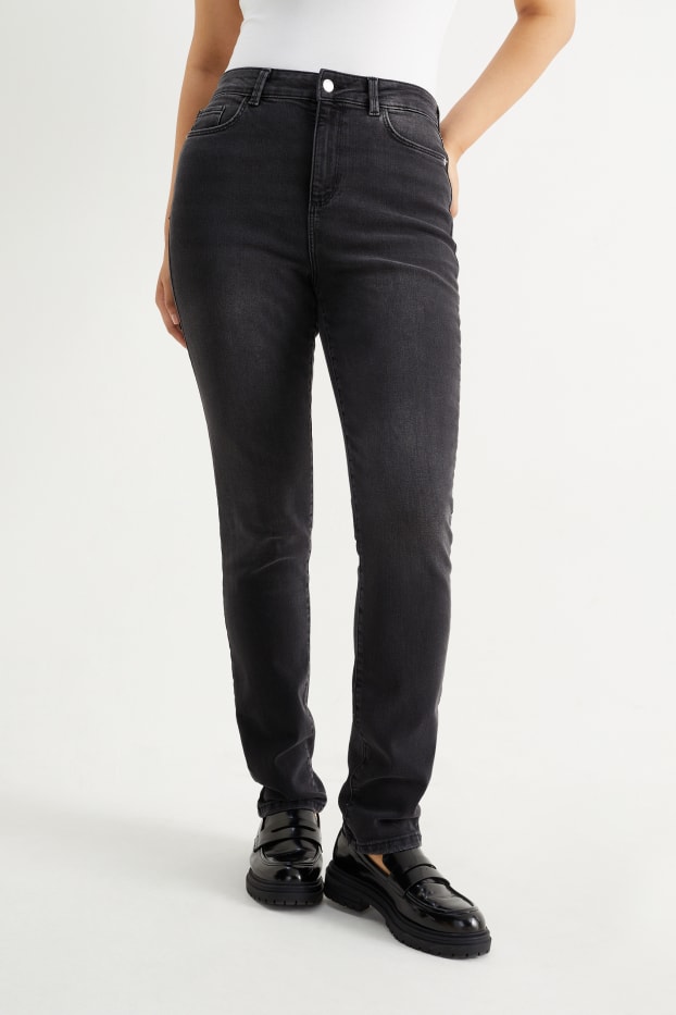 Damen - Slim Jeans - High Waist - LYCRA® - dunkeljeansgrau