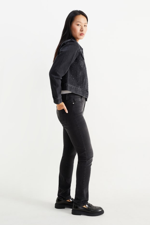 Damen - Slim Jeans - High Waist - LYCRA® - dunkeljeansgrau
