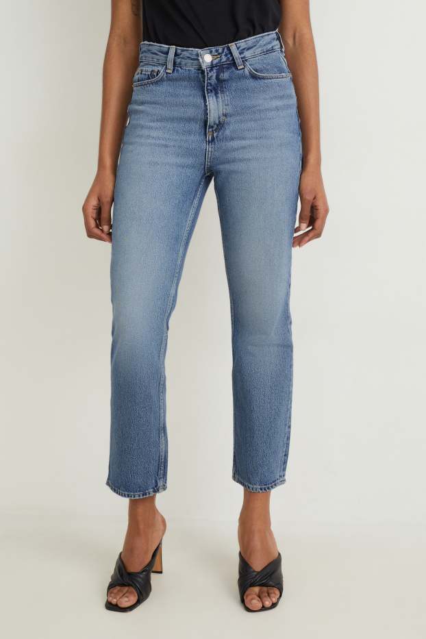 Femei - Straight jeans - talie înaltă - denim-albastru