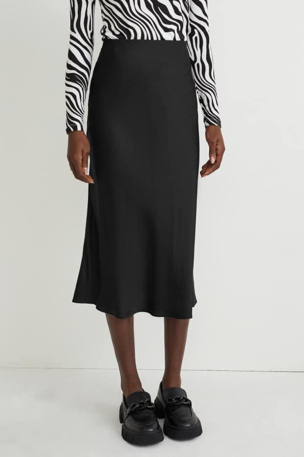Damen - Satin-Rock - schwarz