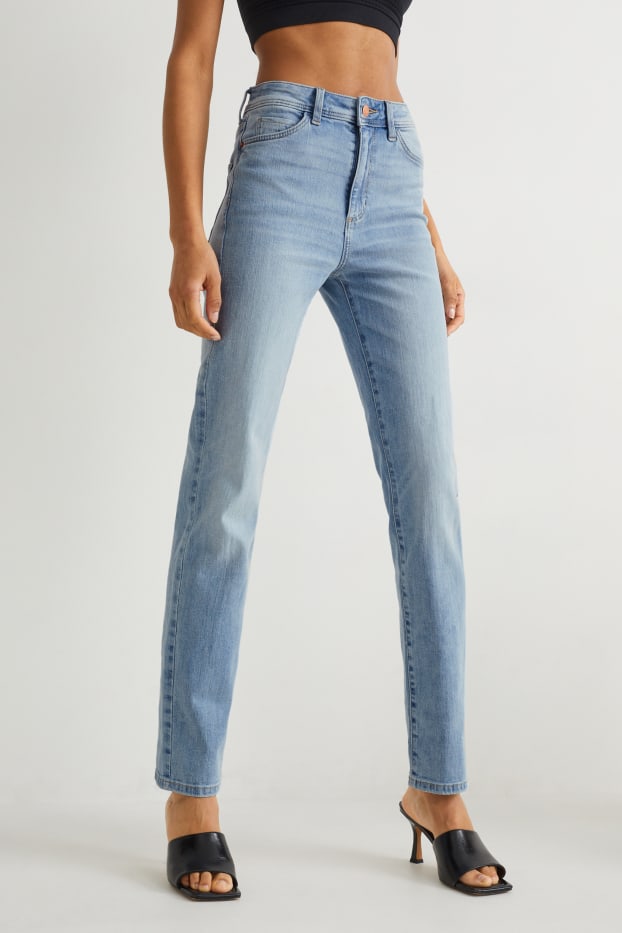 Women - Straight jeans - high waist - denim-light blue