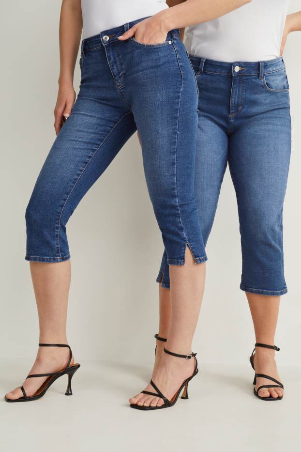 Damen - Capri Jeans - Mid Waist - Slim Fit - jeansblau