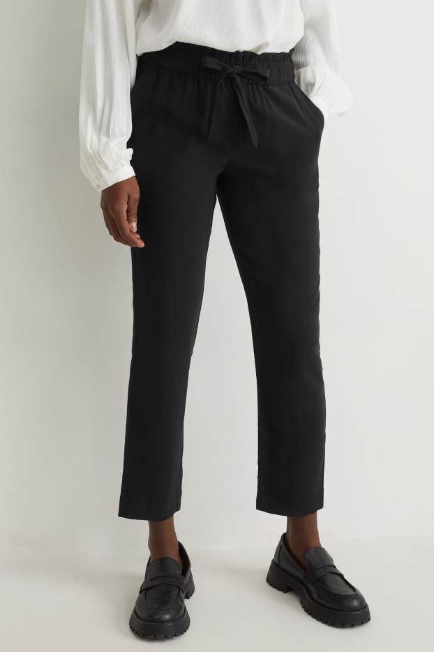 Kobiety - Spodnie materiałowe - wysoki stan - regular fit - czarny