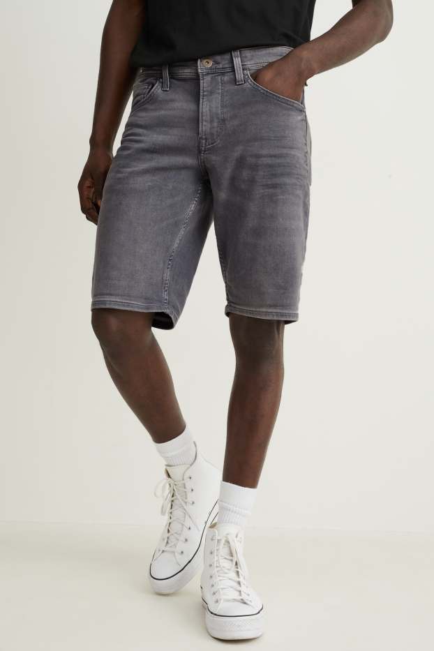 Men - Denim shorts - Flex jog denim - denim-gray