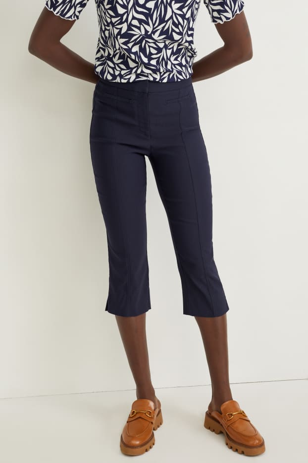 Women - Cloth trousers - high waist - cigarette fit - dark blue
