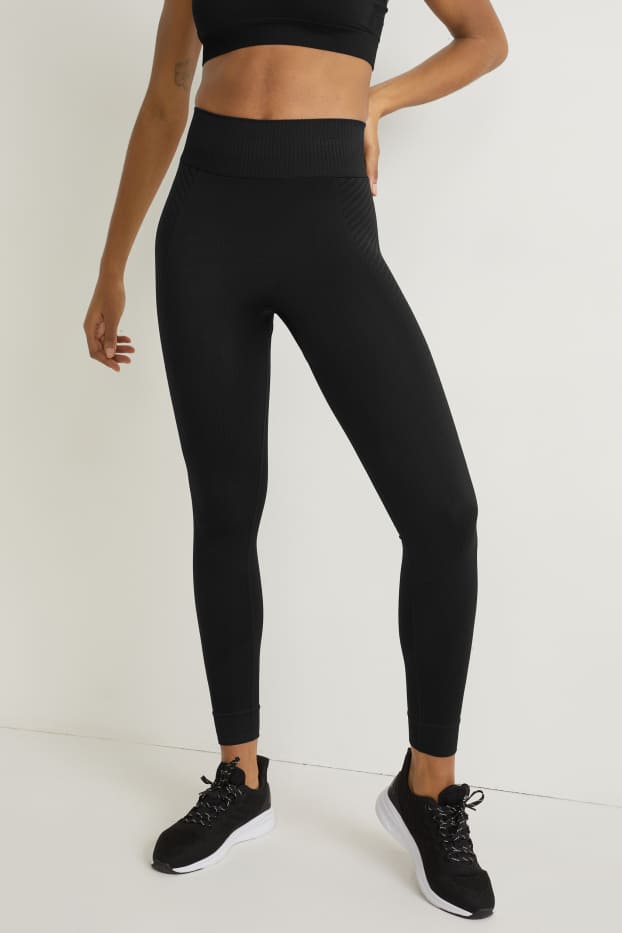 Women - Leggings - running - seamless - LYCRA® - black