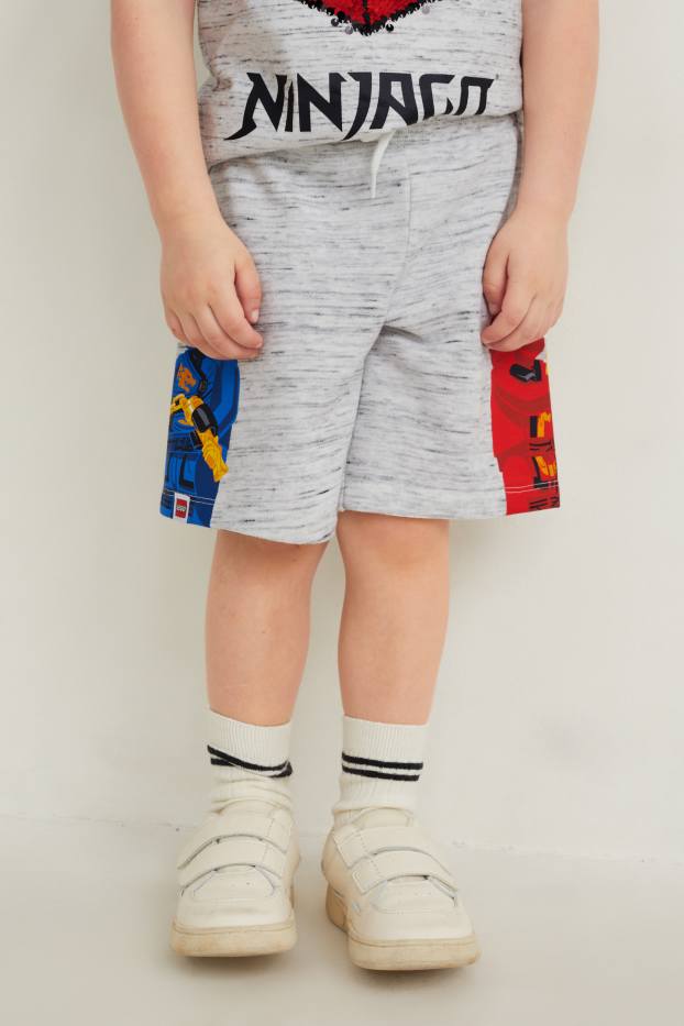 Enfants garçons - Lego Ninjago - bermudas en molleton - gris clair chiné