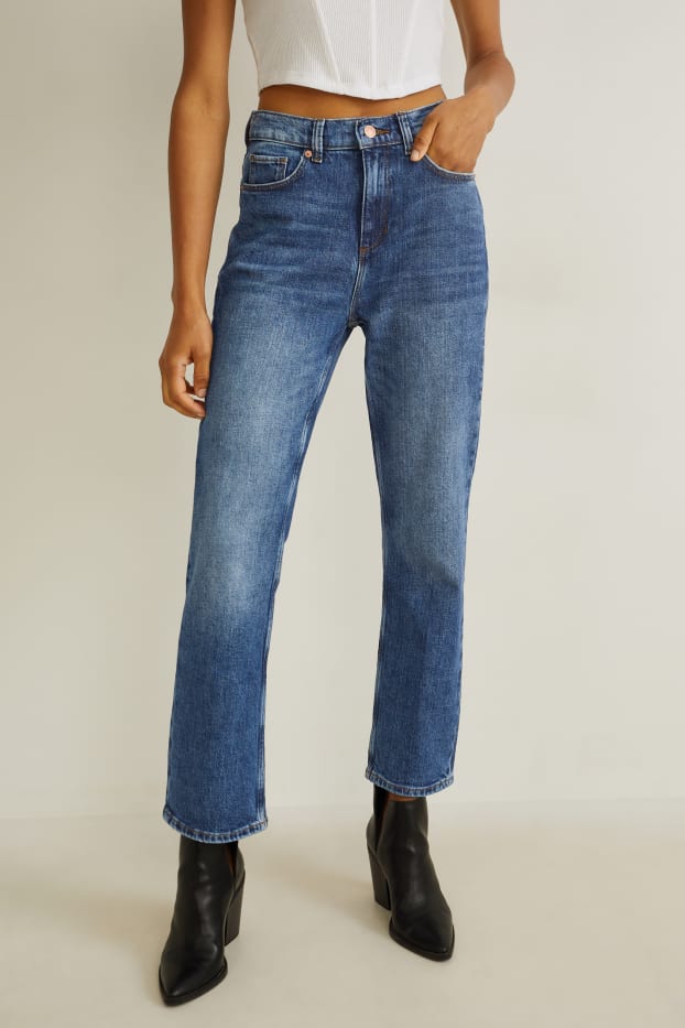 Damen - Straight Jeans - High Waist - LYCRA® - jeansblau